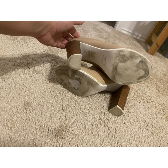 Vince Allison Open Toe Mules Tan Heels  Women's Size 9 - Picture 5 of 6